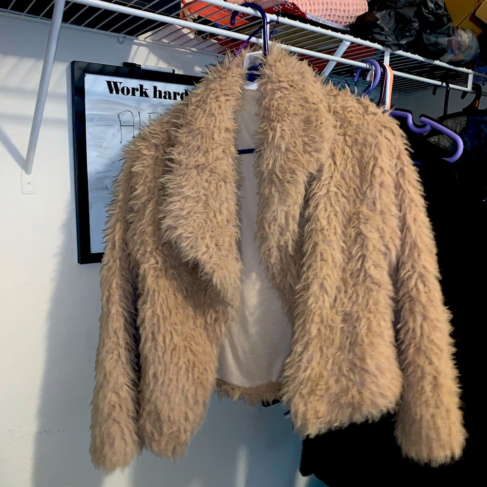 Brown fluffy jacket!